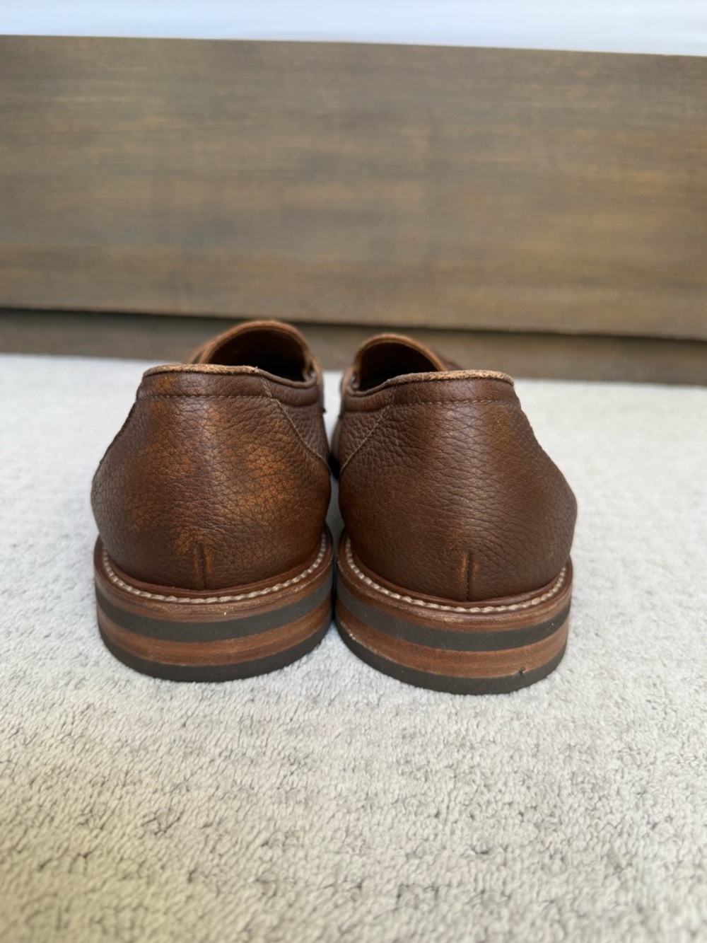 Brunello Cucinelli Brown Pebbled Leather Tassel Loafers - Picture 4 of 5